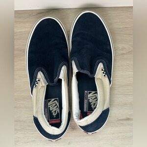 Vans Slip ons. Blue and cream.
